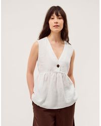 Monsoon - Posey Sleeveless Linen Top White - Lyst
