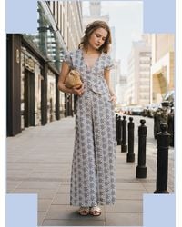 Monsoon - Traffic People Rene Floral Wide Leg Trousers Blue - Lyst
