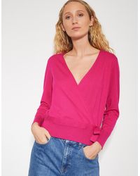 Monsoon - Riley Wrap Jumper Pink - Lyst