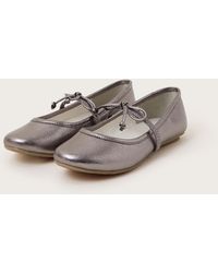 Monsoon - Bow Strap Metallic Ballet Flats Silver - Lyst