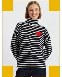Monsoon - Chinti & Parker Heart Stripe Roll Neck Jumper Blue - Lyst