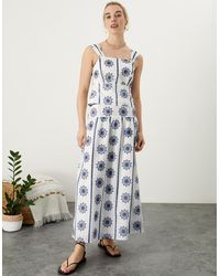 Monsoon - Embroidered Midi Skirt With Sustainable Cotton Blue - Lyst