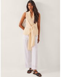 Monsoon - Jolie Regular Linen Wide Leg Trousers White - Lyst