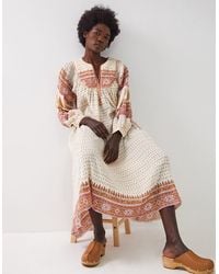 Monsoon - East Tilly Hand-block Print Midi Smock Dress Yellow - Lyst