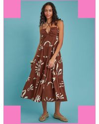Monsoon - Scotch & Soda Seersucker Midi Dress Brown - Lyst