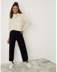 Monsoon Lounge Wide-leg Trousers With Sustainable Viscose Black