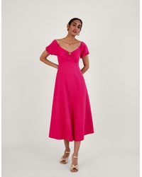 Monsoon - Katie Ring Detail Bardot Dress Pink - Lyst