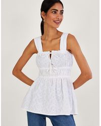 Monsoon - Broderie Wide Strap Cami Top White - Lyst
