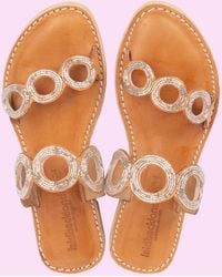 Monsoon - Laidback London Russet Beaded Leather Sandals Silver - Lyst