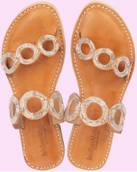 Monsoon - Laidback London Russet Beaded Leather Sandals Silver - Lyst
