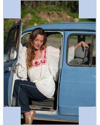 Monsoon - La Galeria Elefante Silver Embroidered Square Neck Top White - Lyst