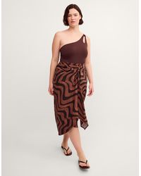Monsoon - Callie Thorpe X Wave Print Linen Blend Sarong Skirt Brown - Lyst
