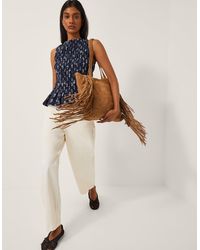 Monsoon - Deniz Sleeveless Smocked Floral Top Blue - Lyst