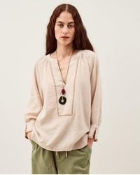 Monsoon - Frida Stripe Linen-blend Top Natural - Lyst
