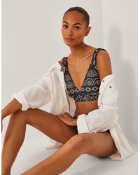 Monsoon - Macie Shell Print Bikini Top Black - Lyst