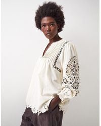 Monsoon - East Pavlina Embroidered Cotton Top Ivory - Lyst