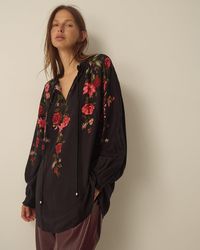Monsoon - Camille V-neck Floral Print Blouse Black - Lyst
