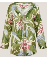 Monsoon - Piper Linen Blend Tie Top Green - Lyst