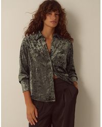 Monsoon - Ola Oversized Velvet Shirt Green - Lyst