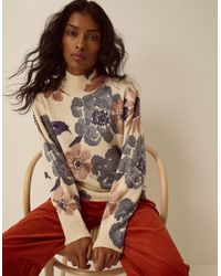 Monsoon - Olive High Neck Floral Jumper Ivory - Lyst