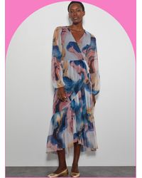 Monsoon - Crās Marble Print Wrap Midi Dress Blue - Lyst
