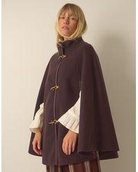 Monsoon - Leia Funnel Neck Cape Coat Brown - Lyst