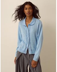 Monsoon - Carey Cable Knit Cardigan Blue - Lyst