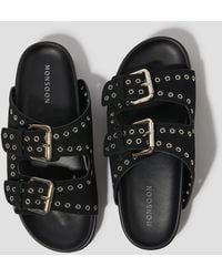 Monsoon - Elena Stud Buckle Sandals Black - Lyst