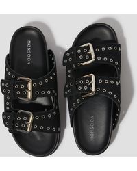 Monsoon - Elena Stud Buckle Sandals Black - Lyst