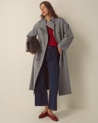 Monsoon - Elise Funnel Neck Wool Blend Coat Grey - Lyst