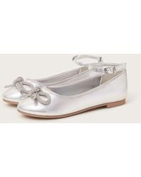 Monsoon - Bow-embellished Ballet Flats Silver - Lyst