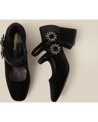 Monsoon - Symone Velvet Mary Jane Block Heels Black - Lyst