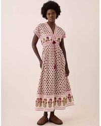 Monsoon - East Karmen Hand Woodblock Cotton Dress Pink - Lyst