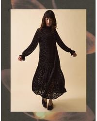 Monsoon - Clemence Gigi Velvet Burnout Maxi Dress Black - Lyst