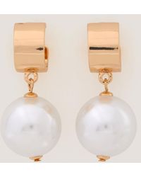 Monsoon - Chunky Pearl Drop Hoop Earrings - Lyst