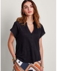 Monsoon - Viora Linen T-shirt Black - Lyst