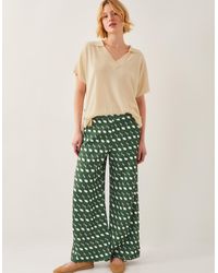 Monsoon - Maren Geometric Print Wide Leg Trousers Green - Lyst