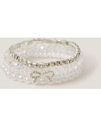 Monsoon - 4-pack Bow Pearl Bracelets Ivory - Lyst