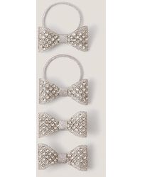 Monsoon - 4-pack Rhinestone Bow Hair Bands & Clips Silver - Lyst