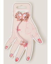 Monsoon - Butterfly Linked Bracelet & Ring Set Pink - Lyst