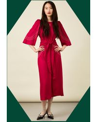 Monsoon - Tallulah And Hope Embroidered Tie Waist Maxi Dress Red - Lyst