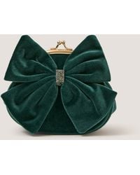 Monsoon - Velvet Bow Clip Frame Bag Green - Lyst