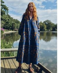 Monsoon - East Joseline Long Sleeve Embroidered Maxi Dress Blue - Lyst