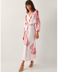 Monsoon - June Floral Kimono Maxi Dress Ivory - Lyst