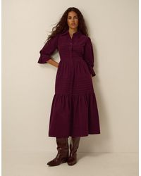 Monsoon - Winnie Corduroy Midi Shirt Dress Red - Lyst