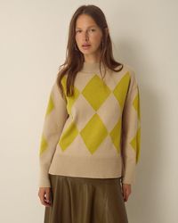 Monsoon - Arlen Crew Neck Argyle Jumper Green - Lyst