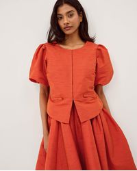 Monsoon - Mila Puff Sleeve Bow Jacket Orange - Lyst