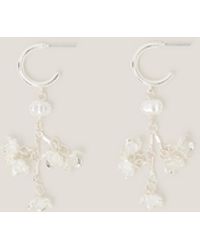 Monsoon - Diamanté Flower Hoop Drop Earrings - Lyst