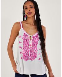 Monsoon - Embroidered Cami Top Pink - Lyst