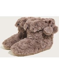 Monsoon - Faux Fur Pom-pom Slipper Boots Mink - Lyst